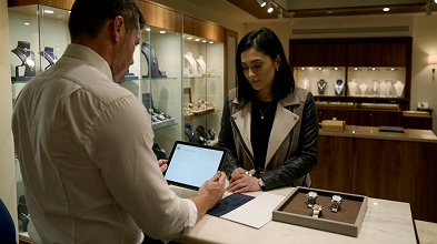 Jeweller with tablet